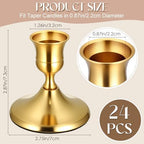 24PCS Brass Gold Taper Candle Holders, Vintage Metal Candlestick Holders - Image 5