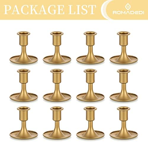 Candlestick Holders Taper Candle Holders, Romadedi Gold Candle Stick Candle Holder for Table Centerpiece, Wedding Reception, Festive Christmas Mantel Decoration or Home Decor, Set of 12 (Pack of 2) - Image 6