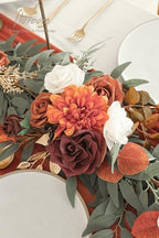 Floroom 6ft Artificial Eucalyptus Garland with Flowers Fake Greenery Burnt Orange Faux Floral Vine Garland for Table Decor Wedding Centerpieces Bridal Shower Party Decorations, Terracotta - Image 3