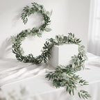 Suncalla 2 Pcs 10 Feet Fake Greenery Garlands Artificial Silver Dollar Eucalyptus Garland in Grey Green and Willow Twigs Garland Intertwined Together for Wedding Arch Doorways Table Decor - Image 2