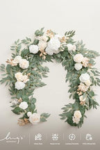 Ling's moment Flower Garland, 6FT Eucalyptus & Rose White & Beige New - Image 6