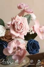 Ling's moment Artificial Pink Flowers Combo, Dusty Rose & Navy, Deluxe - Image 3