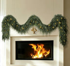 9FT Realistic Christmas Cedar Garland for Mantel, Soft Touch with Lights by Citilya