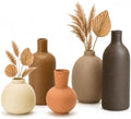 Small Neutral Ceramic Vase Set – Cute 5 Matte Earth-Tone Vases for Japandi, Scandinavian, or Minimalist Home Decor, Table, Entryway, Shelf & Mantel Styling by OLACHIKKO