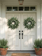 26" Eucalyptus Wreath for Front Door, Full Greenery Wreath with Baby’s Breath, Farmhouse Door Wreath, Year Round Spring Summer Wreath, Indoor Outdoor Home Decor - Image 4