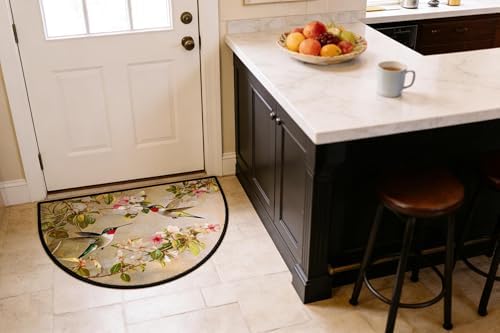 Spring Hummingbirds Door Mat for Outdoor Indoor Welcome Mat Half Round Doormat Entryway Rug 24" x 36" Door Mats for Home - Image 6