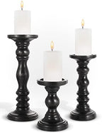 Large Candle Holders for Pillar Candles - Decorative Rustic Centerpiece Pillars Compatible with Battery-Operated Candles - Tall Farmhouse Wooden Candle Holders Pillar - Set of 3 by LuxeDesigns