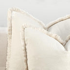 ZWJD Pillow Covers 26x26 Set of 2 Throw Pillow Covers with Fringe Chic Cotton Euro Shams Square Cushion Covers for Couch Sofa Bed Living Room Farmhouse Boho Decor, Beige - Image 2