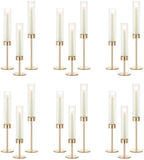 NUPTIO Hurricane Glass Candles Holder, 18 Pcs Gold Taper Candle Holder Bulk by Nuptio
