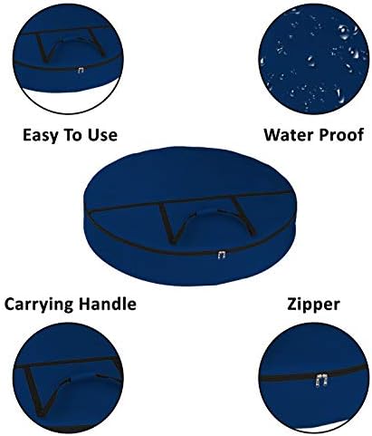 Covers & All Christmas Wreath Storage Bag 18 Oz with Carrying Handle & Dual Zipper - 100% Water Resistant Durable Material Storage Bag - Holiday Xmas Tear Resistant Bag (34" Dia x 7" H, Blue) - Image 2
