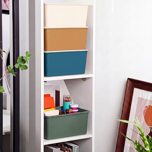 Menkxi 4 Pcs Storage Bins with Lids, Mixed Color, Small - Image 4
