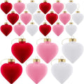 Moucuny 24 Pcs 3.15 Inch Valentines Day Ornaments for Tree Large Hanging Heart Ornaments Heart Shaped Tree Baubles Velvet Ball for Party Wedding Anniversary Mothers Valentine Decor, Pink, Red, White by Moucuny