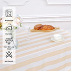 2Pack 57x120 Inch Beige and White Striped Tablecloth Waterproof Table Cloth - Image 7