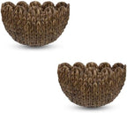 Hanging Wall Basket, Handwoven Water Hyacinth Scalloped Basket, Decorative Wall Organizer and Planter for Entryway Mail Plants Bathroom, 16" D x 10" W x 7" H,Coffee, 2 Pack by Home