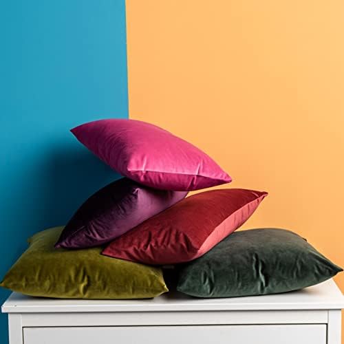 JUSPURBET 28x28 Euro Velvet Throw Pillow Covers Set of 2,Army Green - Image 4