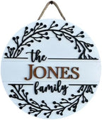 Wood front door sign Wood sign Home decor Welcome sign Sign for front door House warming gift Wedding gift (Family 3.0-DS018(NB) S007, 18" Width) by Unknown