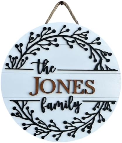Wood front door sign Wood sign Home decor Welcome sign Sign for front door House warming gift Wedding gift (Family 3.0-DS018(NB) S007, 18" Width) by Unknown