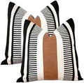 Decorative Striped Throw Pillow Cover 26x26 Inch Black White & Brown by Vfuty