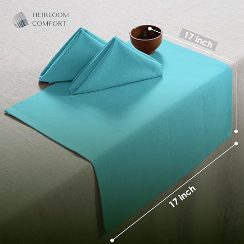 Aqua Blue Dinner Napkins, 17x17 Inch - Set of 12-100% Cotton, Soft, Durable, Absorbent, Washable, Reusable - Perfect Table Linen for Weddings, Easter, Aqua Blue - Image 7