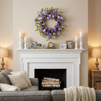 Summer Wreath for Front Door, 22 in Purple Cherry Blossom Hydrangea - Image 6