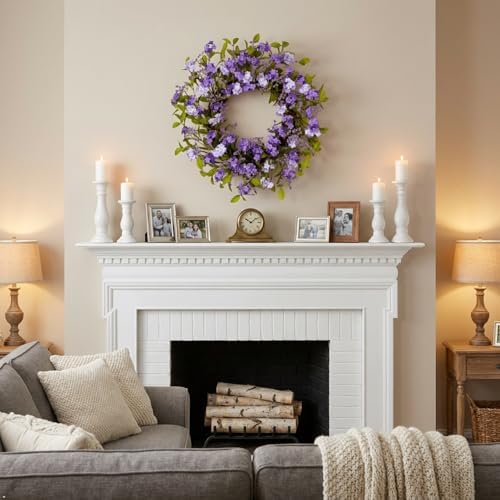 Summer Wreath for Front Door, 22 in Purple Cherry Blossom Hydrangea - Image 6