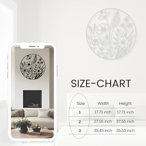 Metal Wall Decor | 35'' x 35'' x 0.05'' Flowers Themed Metal Wall Art | Handmade Indoor and Outdoor Wall Decorations - Image 5
