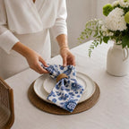 Taran Living Set of 12 Blue Cloth Napkin, Floral Print on 100% Cotton, Absorbent Napkin for Everyday Dining, Guest Dinners, 18X18 inch, Soft and Washable. - Image 5