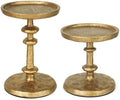 Gold Cast Iron Pillar Candle Holders Set of 2 Farmhouse Candlesticks by Novyxis