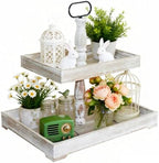 Decorative Tray - Cupcake Stand Two Tiered Tray Farmhouse Rustic 2 Tiered Serving Tray for Home and Kitchen Decor, Party, Weddings-Holiday Decoration Customizable Display Options by Home