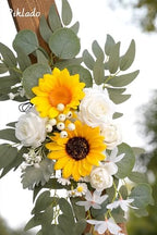 Faux Flower Swag Set of 2 for Wedding Welcome Signs Floral Swag Wedding Reception Ceremony Signs Decor (Sunflower & White) - Image 6