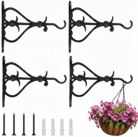 4 Pack Plant Hanger Black Outdoor L Cast Iron Decorative Bracket by Unknown