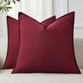 decorUhome Fall Burgundy Linen Throw Pillow Covers 22x22 Set of 2 by decorUhome