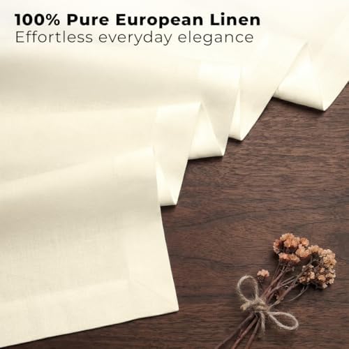 Classic Linen™ by D'Moksha, Ivory Table Runner 120 Inches Long, 100% Pure Linen, 14 x 120 Inch Table Runner for Dresser, Dining- Fall, Weddings, Outdoor Hosting - Image 2