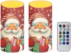 Red LED Candles with Remote Flickering Flameless Candles Santa Claus Stars Battery Operated Fake Pillar Candles Christmas Decorations for Bedroom Living Room Dining Room Table Decor - Image 2