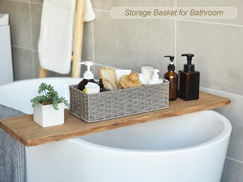 StorageWorks Toilet Paper Basket, Paper Rope Woven Toilet Tank Basket, Gray - Image 4