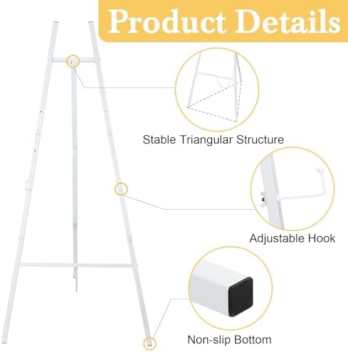 White Croblissful 50" Easel Stand for Wedding Sign Adjustable, Metal - Image 2