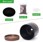 D'vine Dev 2-Pack Ceramic Pots with Saucers, Black/Tan, 6.5 in, 94-V-C-7 - Image 4