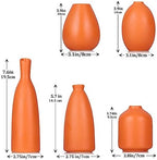 Orange Ceramic Small Vase Set of 5 - Modern Orange Decor Small Bud Vases for Floral Arrangements, Centerpieces for Weddings, Dinner Parties, Table Settings, Foyer, Bathroom Decorations - Image 2