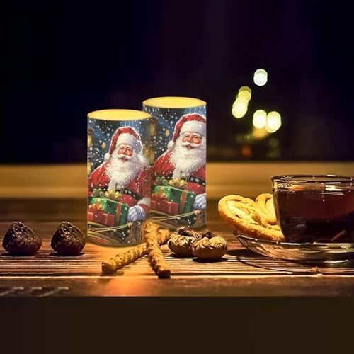 Santa Claus Flickering Flameless Candles Remote Control Candles Christmas Table Decorations for Dining Room Bedroom Home Indoor Table Festive Xmas LED Pillar Candles - Image 7