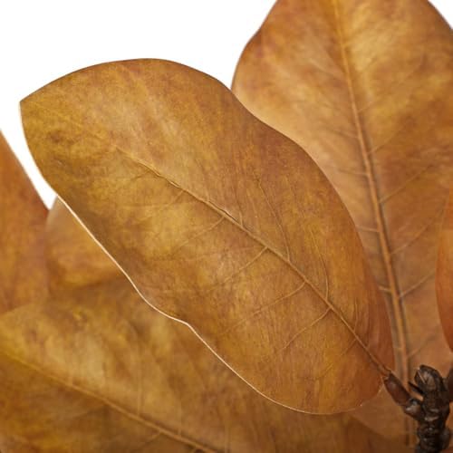 Briful Artificial Magnolia Leaves Stems 3 Pack 22in Yellow Brown Fake Magnolia Branches for Vase Fall Leaves Stems for Home Room Arrangements Centerpieces Thanksgiving Décor (Vase Not Included) - Image 3