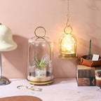 6" & 4" Wide Versatile Modern Metal Hurricane Lantern with Handmade Sturdy Glass Dome in Vintage Brass for Pillar Candle & Plants, Industrial, Farmhouse, Shabby Chic (Brass, 4"x7.5" &6.3"x11.2") - Image 4