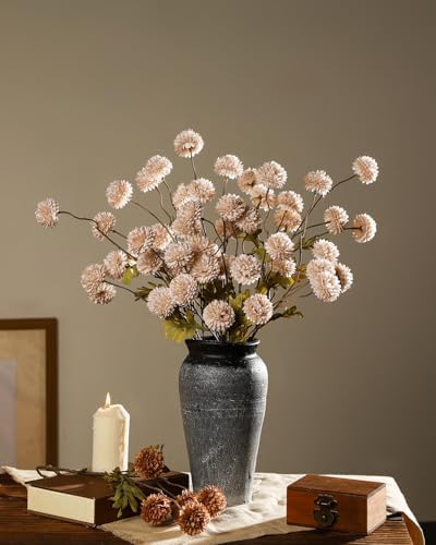 DuHouse 9pcs Artificial Flowers Silk Pompon Mum Small Chrysanthemum Ball - Image 5