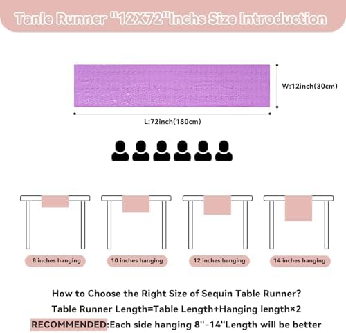 Sugargirl 10 Packs 12 x 72 inches Sequin Table Runner, Glitter Lavender Table Runner for Birthday Party Supplies Wedding Holiday Celebration Event Decorations - Image 4