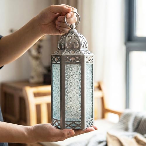 Vela Lanterns Decorative Indoor Moroccan Candle Holder, Silver, M, 2-Pack - Image 4