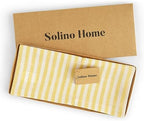Solino Home 100% Linen Table Runner, 14 x 108 in, Yellow and White Striped - Image 5