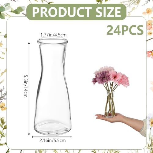 24 Set Glass Bud Vases for Centerpieces Small Clear Flower Vase Modern Decorative Vases Mini Clear Bud Vases Mini Decorative Bulk Vase for Bridal Shower Wedding Birthday Party Dining Table Decor - Image 2