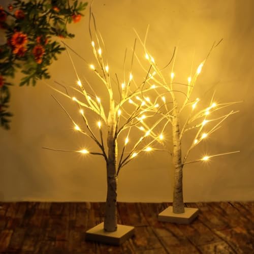 4 Pack 2FT Lighted Birch Tree with Timer for Christmas Decorations Indoor - Image 6