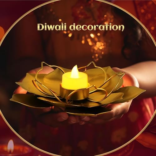 LemonRoad 6 Pcs Lotus Candle Holder Pooja Return Gifts, Layered Lotus - Image 6