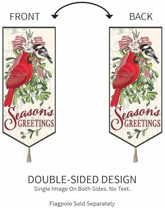 28 x 12.5 | Traditional Merry Christmas Everlasting Impressions Textile Décor Garden Flag (Mistletoe and Cardinal) - Image 4