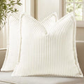 decorUhome Fall Corduroy Pure White Throw Pillow Covers 24x24 Set of 2 by decorUhome